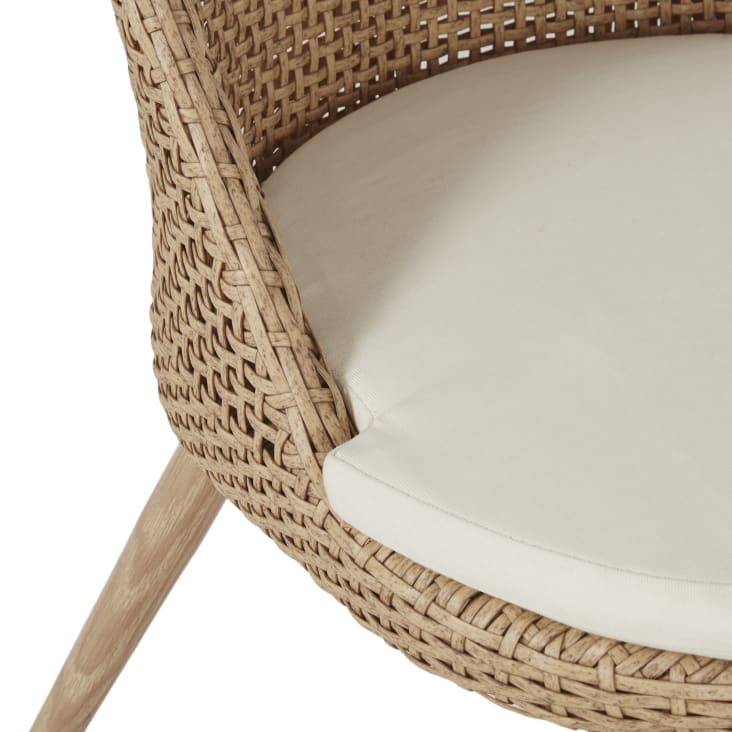 Maisons du Monde Melio - Sillas de jardín de rejilla de resina efecto ratán con cojín color crudo (x2) Rebajas online