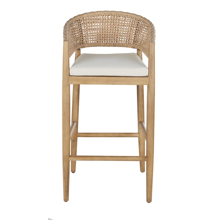Maisons du Monde Bari Business - Sillón de bar de jardín profesional de madera de acacia cuerda beige y cojines en crudo Rebajas top