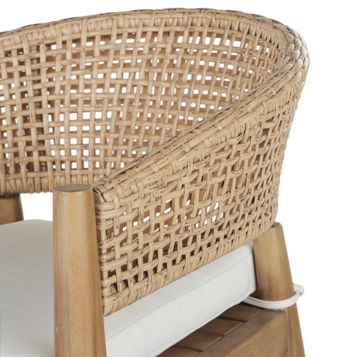 Maisons du Monde Bari Business - Sillón de bar de jardín profesional de madera de acacia cuerda beige y cojines en crudo Rebajas top