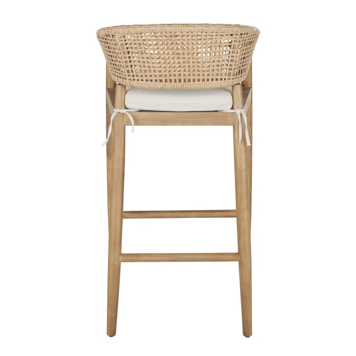 Maisons du Monde Bari Business - Sillón de bar de jardín profesional de madera de acacia cuerda beige y cojines en crudo Rebajas top