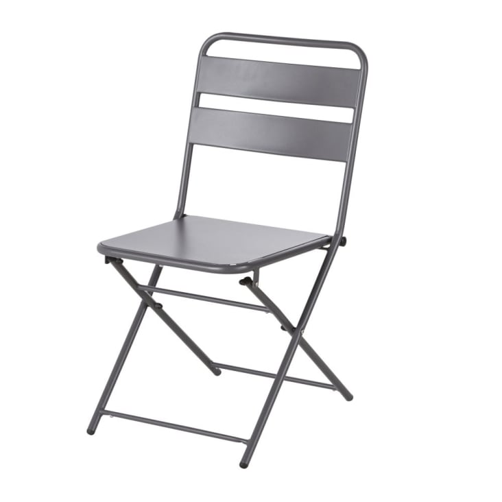 Maisons du Monde Belleville - Silla de jardín plegable de metal gris antracita (x2) Envío gratis