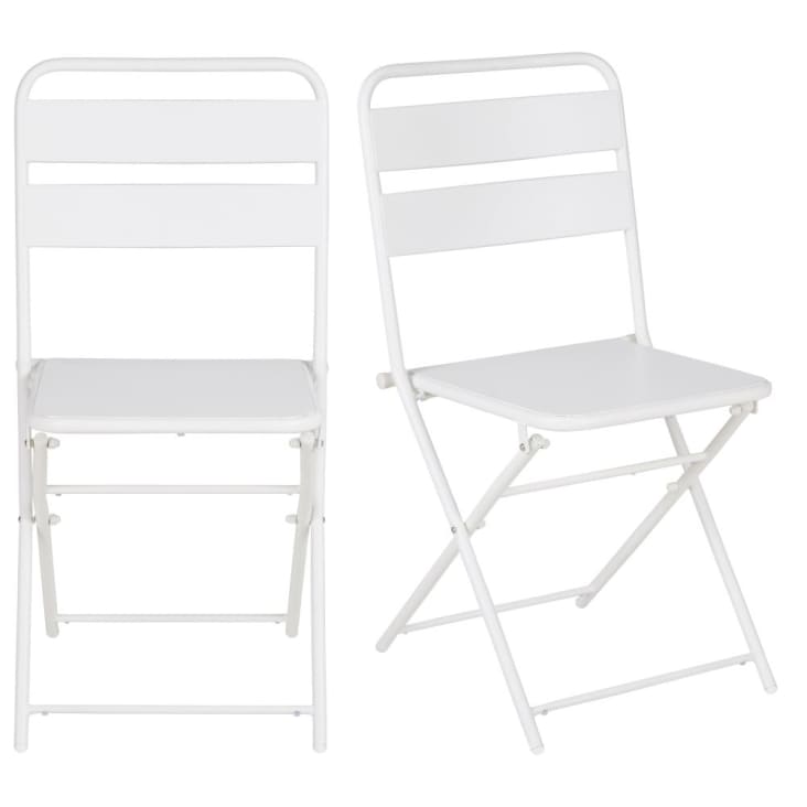 Maisons du Monde Belleville - Silla de jardín plegable de metal blanco (x2)