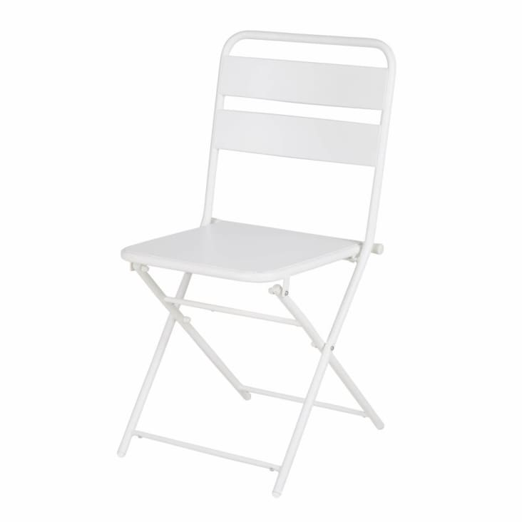 Maisons du Monde Belleville - Silla de jardín plegable de metal blanco (x2) Oferta especial