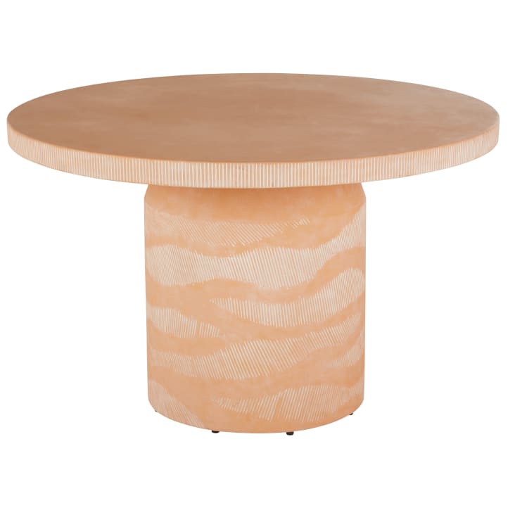 Maisons du Monde Khalari - Mesa de jardín redonda de fibra de cemento para 4 personas D120 cm