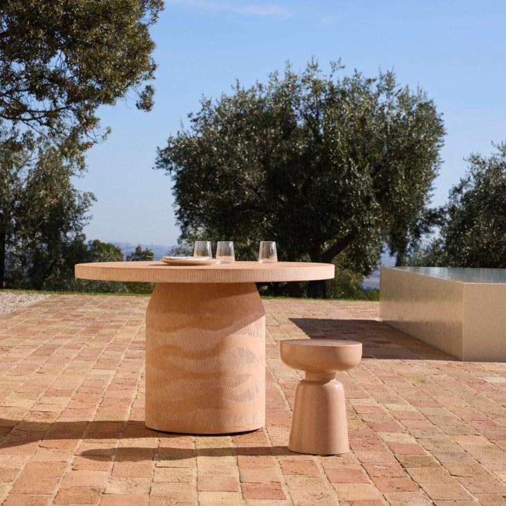 Maisons du Monde Khalari - Mesa de jardín redonda de fibra de cemento para 4 personas D120 cm ÚLTIMAS EDICIONES