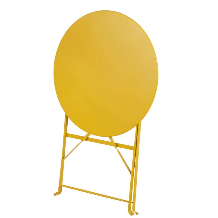 Maisons du Monde Guinguette - Mesa redonda plegable de exterior de metal amarillo Últimos 2 días