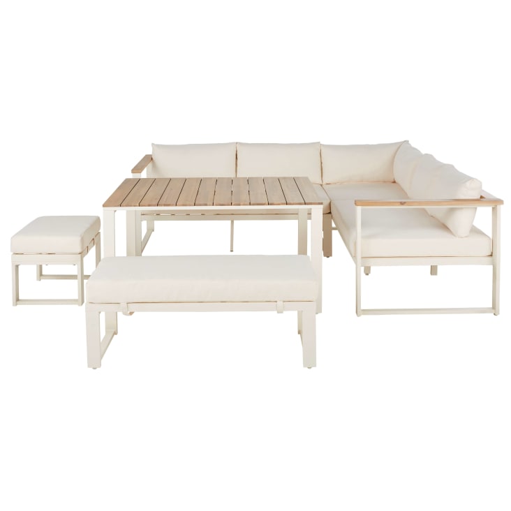 Maisons du Monde Ezra - Salón de exterior de 8 plazas de aluminio y poliéster reciclado beige
