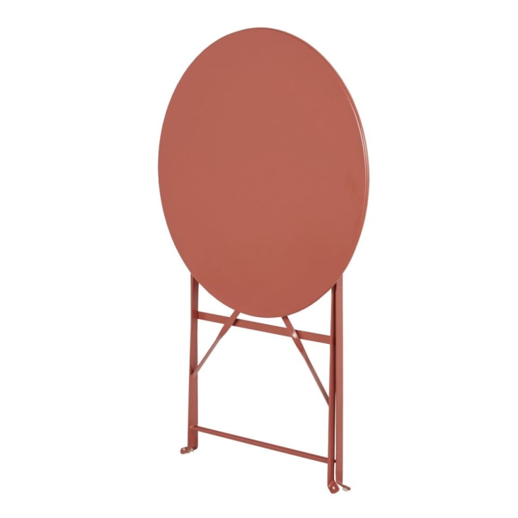 Maisons du Monde Guinguette - Mesa de jardín redonda plegable de acero terracota para 2 personas D. 60 Precio de fábrica