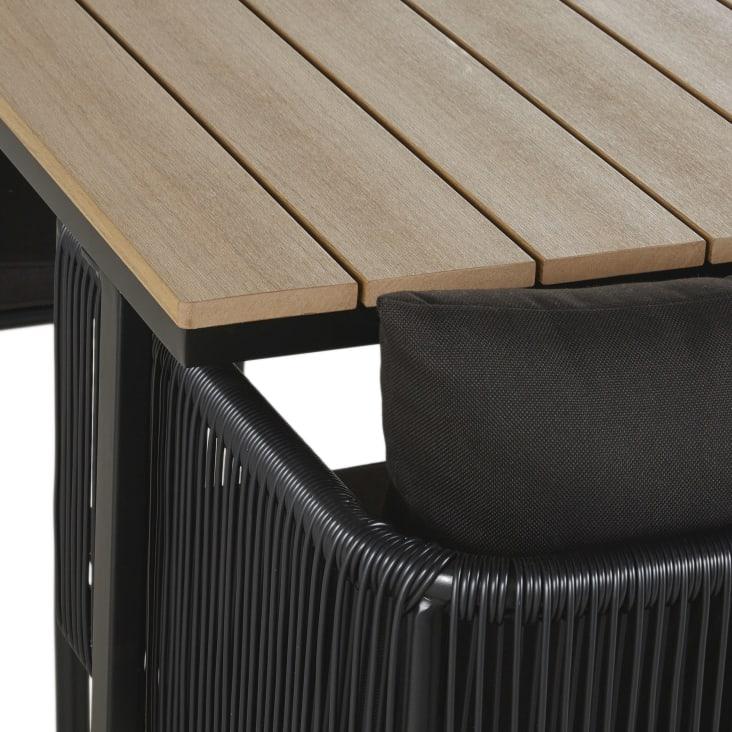 Maisons du Monde Swann - Mesa de jardín L108 en composite imitación teca con 2 sillones resina negra Promoción por tiempo limitado
