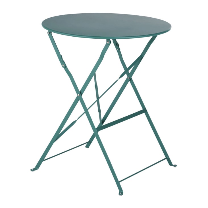 Maisons du Monde Guinguette - Mesa de jardín redonda plegable de acero verde para 2 personas D. 60 Promoción trimestral