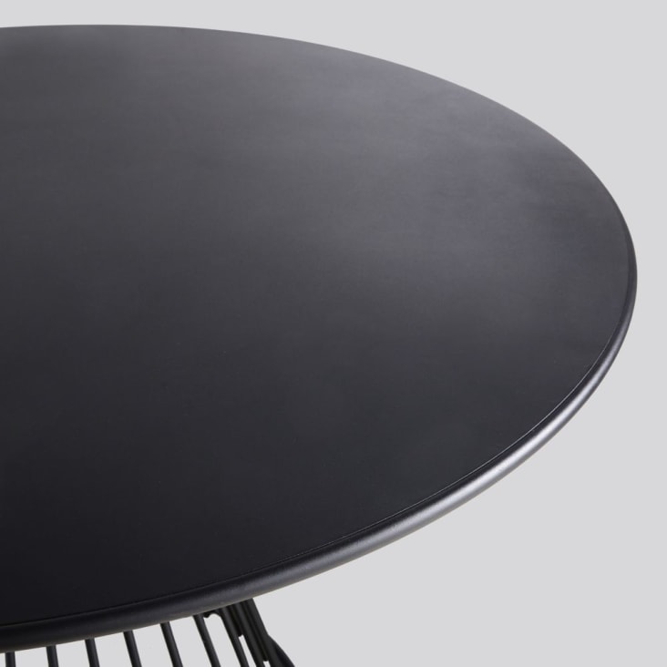 Maisons du Monde Meknes - Mesa redonda de jardín de metal negro mate para 4 personas D.121 Superdescuento
