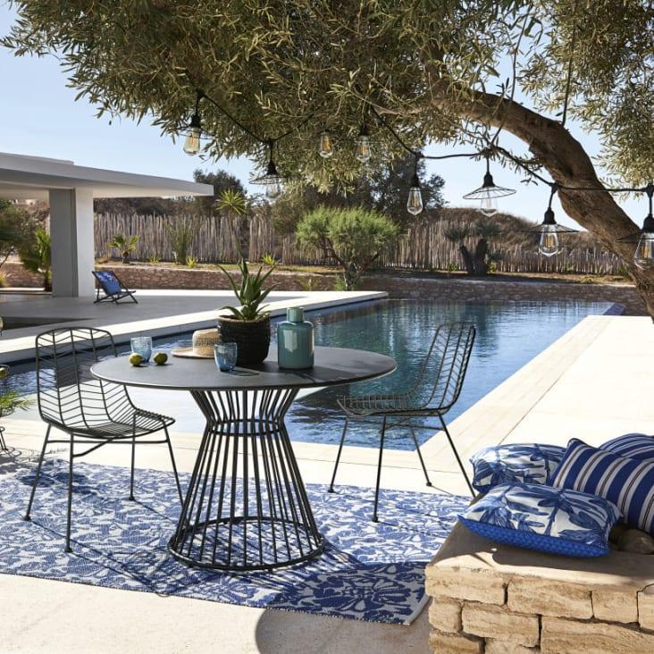 Maisons du Monde Meknes - Mesa redonda de jardín de metal negro mate para 4 personas D.121 Superdescuento