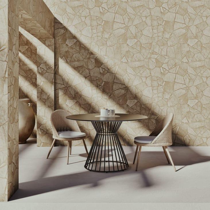 Maisons du Monde Meknes - Mesa redonda de jardín de metal negro mate para 4 personas D.121 Superdescuento