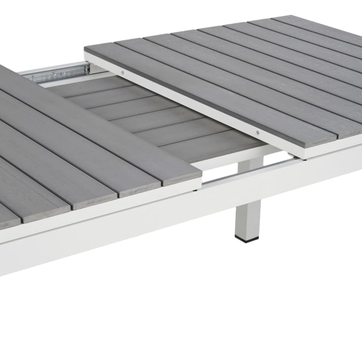 Maisons du Monde Escala - Mesa extensible de exterior de aluminio efecto madera gris claro y blanco para 6/8 personas Tienda de fábrica