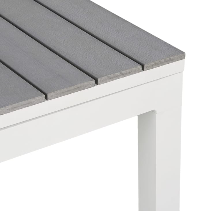 Maisons du Monde Escala - Mesa extensible de exterior de aluminio efecto madera gris claro y blanco para 6/8 personas Tienda de fábrica