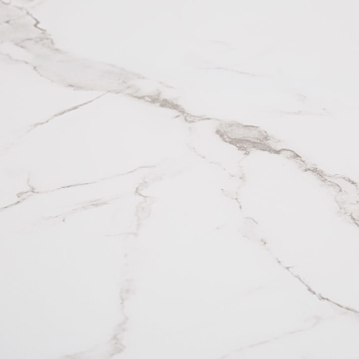 Maisons du Monde Lisabel - Mesa de exterior de aluminio y cristal blanco efecto mármol para 8 personas Limitado a 3 días