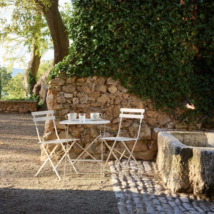 Maisons du Monde Guinguette - Mesa de jardín redonda plegable de acero para 2 personas D60 cm En oferta