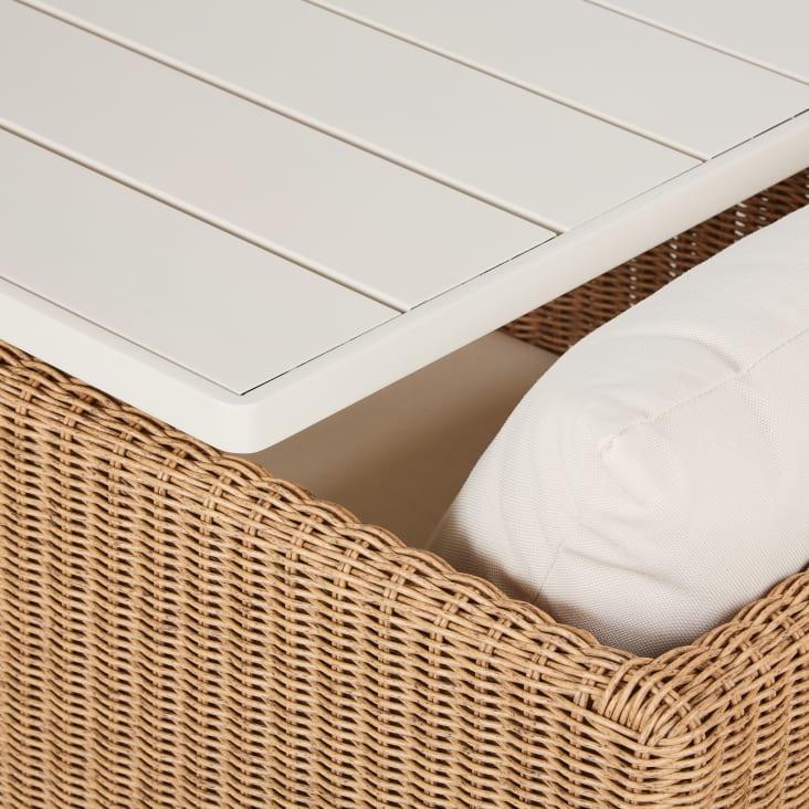 Maisons du Monde Iseo - Conjunto de mesa y 4 sillas de jardín de metal crudo y resina beige Descuento por venta flash