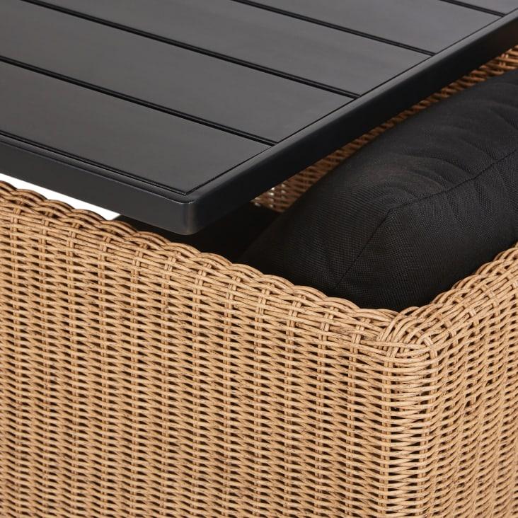 Maisons du Monde Iseo - Mesa y 4 sillas de jardín de acero y aluminio gris y resina beige Ofertas especiales