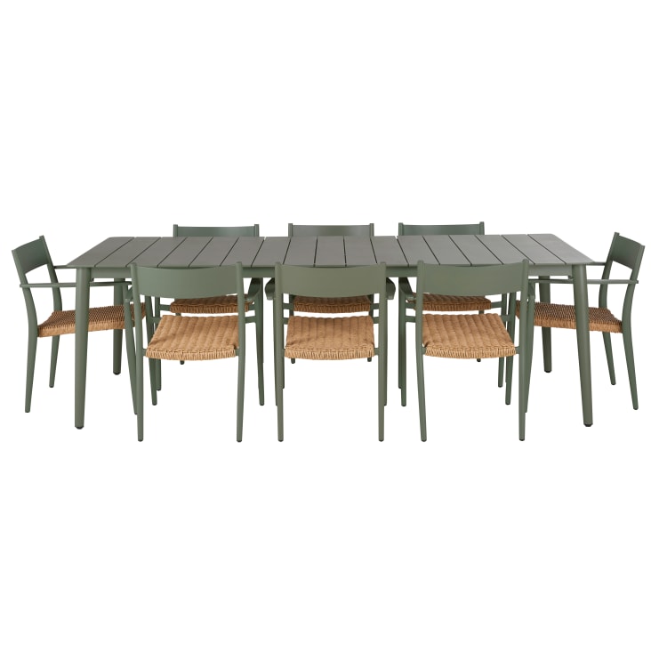 Maisons du Monde Lidy - Conjunto de mesa y 8 sillas de jardín de verde caqui y resina beige Grandes ahorros