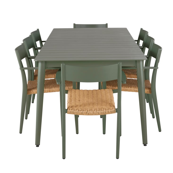Maisons du Monde Lidy - Conjunto de mesa y 8 sillas de jardín de verde caqui y resina beige Grandes ahorros