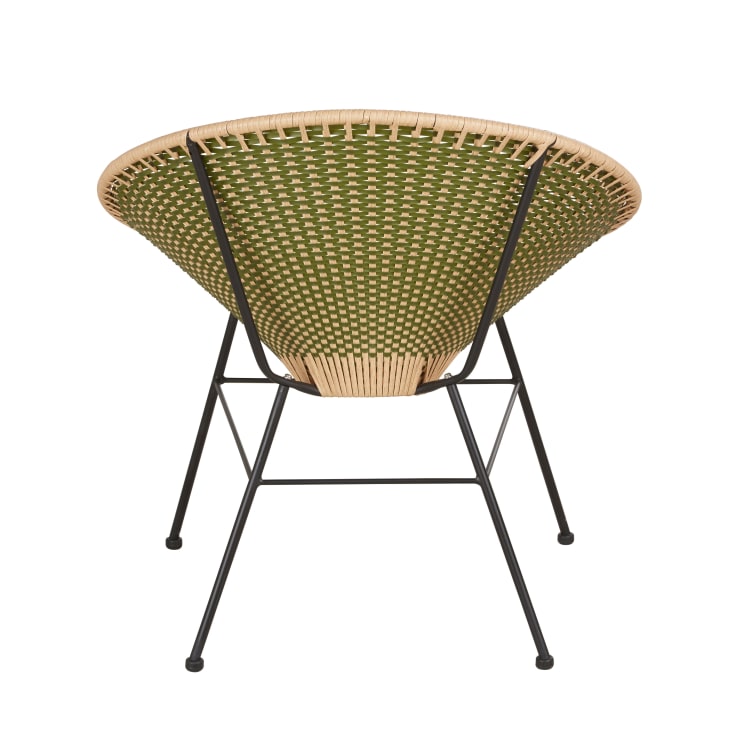 Maisons du Monde Cobie - Sillón de jardín de acero negro y resina reciclada en kaki y natural Precio ultrabajo