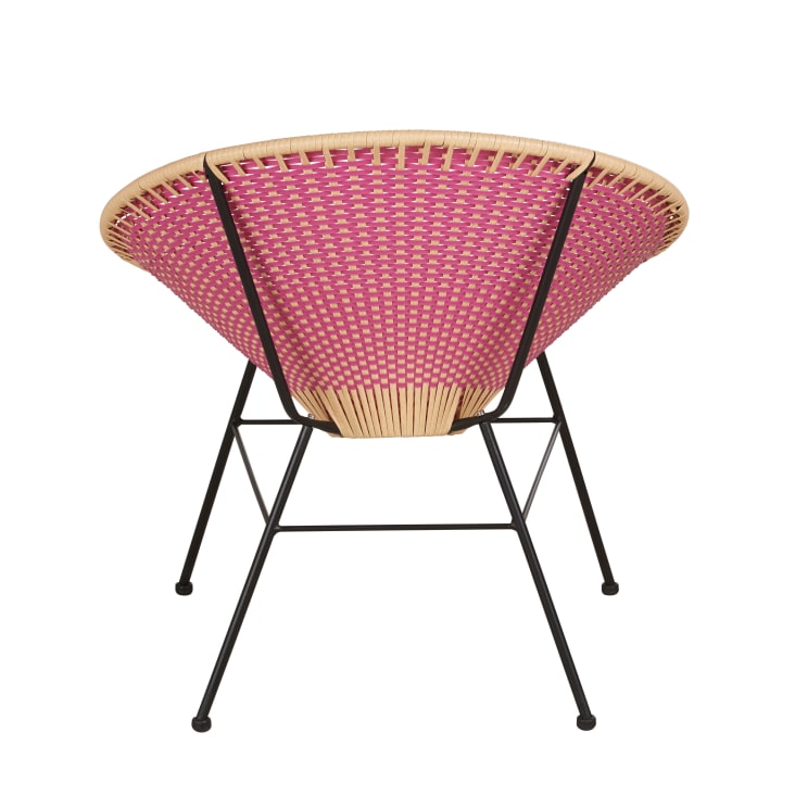 Maisons du Monde Cobie - Silla de jardín de acero negro y resina reciclada en rosa y beige Devoluciones gratuitas