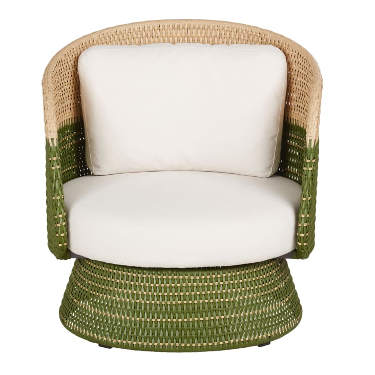 Maisons du Monde Valencia - Sillón de jardín giratorio de resina caqui y beige y cojines beige 2025