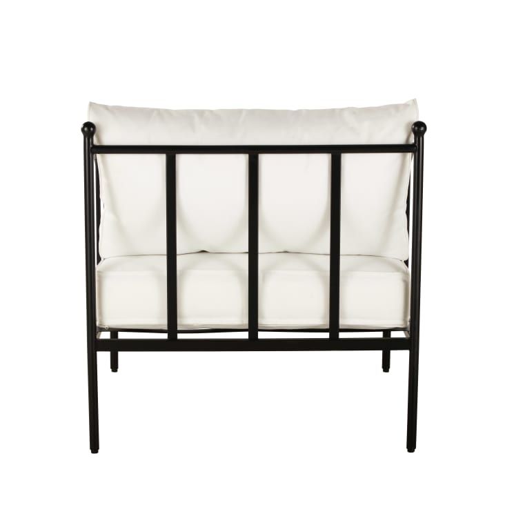 Maisons du Monde Marignane - Sillón de jardín de acero negro y cojines color blanco roto Outlet