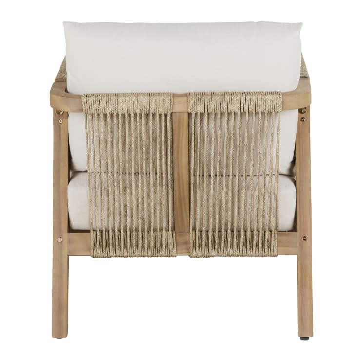Maisons du Monde Barcares - Sillón de jardín de madera de acacia maciza con cojines color crudo Venta caliente