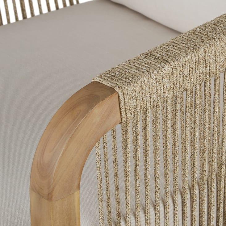 Maisons du Monde Barcares - Sillón de jardín de madera de acacia maciza con cojines color crudo Venta caliente
