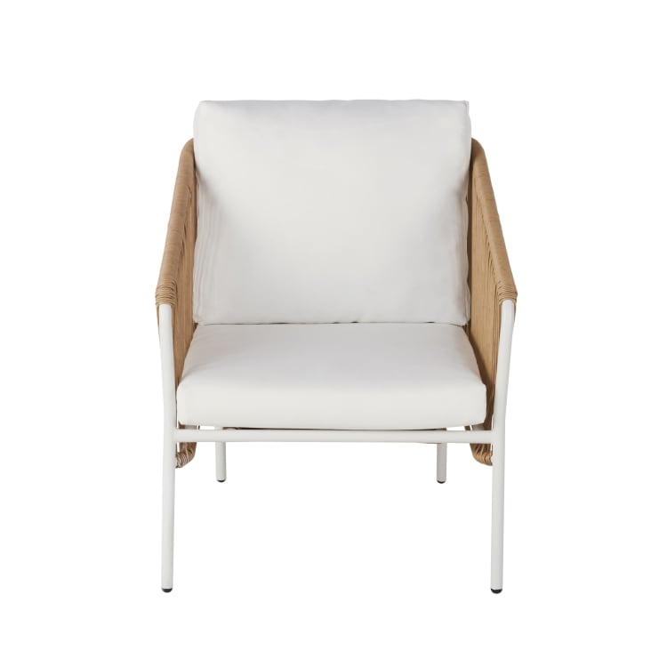 Maisons du Monde Arun - Sillón de jardín de resina beige y metal blanco Ventas relámpago