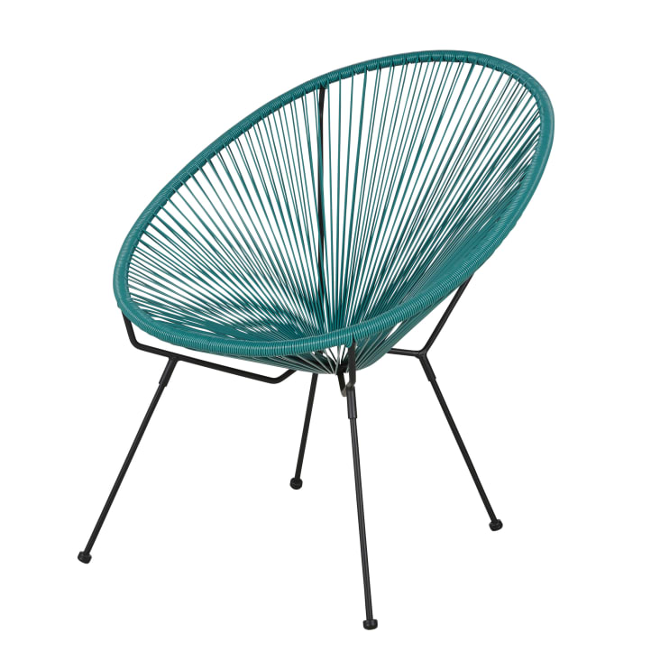 Maisons du Monde Copacabana - Silla de exterior redonda de acero negro y resina color verde