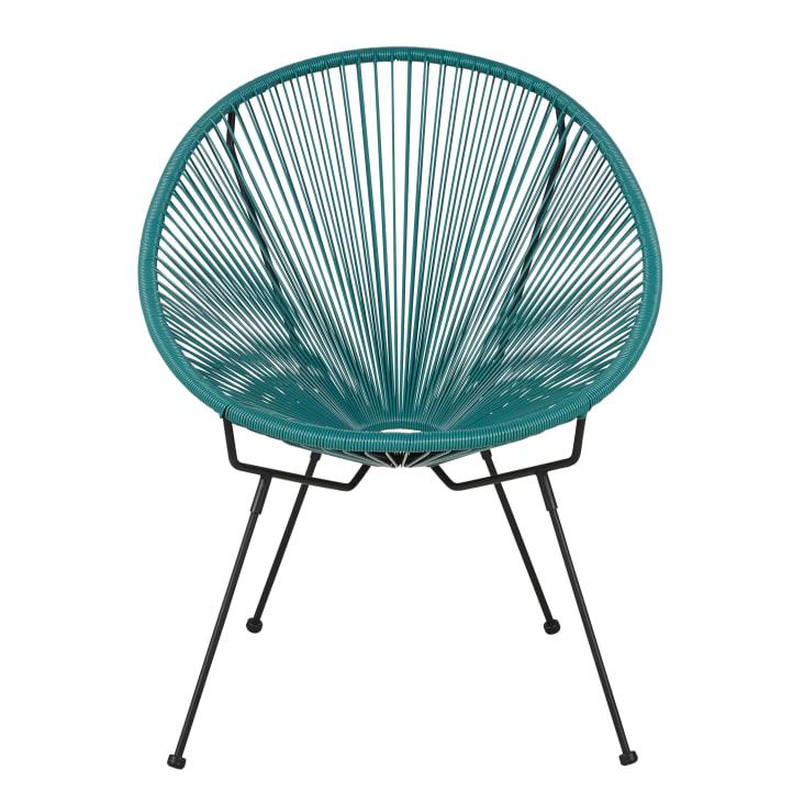 Maisons du Monde Copacabana - Silla de exterior redonda de acero negro y resina color verde Descuento