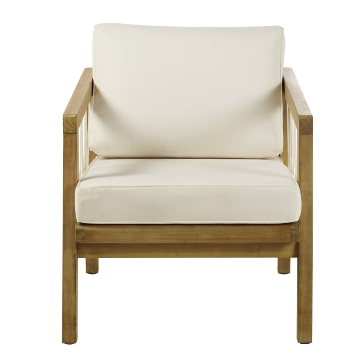 Maisons du Monde Matoury - Sillón de jardín de acacia maciza cuerda y cojines de tejido reciclado color crudo Tienda
