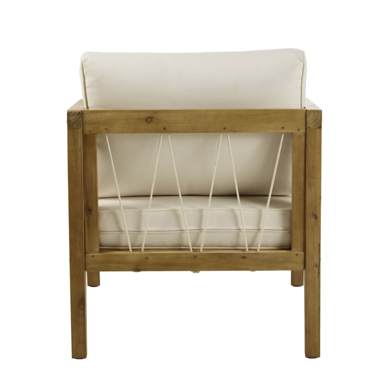 Maisons du Monde Matoury - Sillón de jardín de acacia maciza cuerda y cojines de tejido reciclado color crudo Tienda