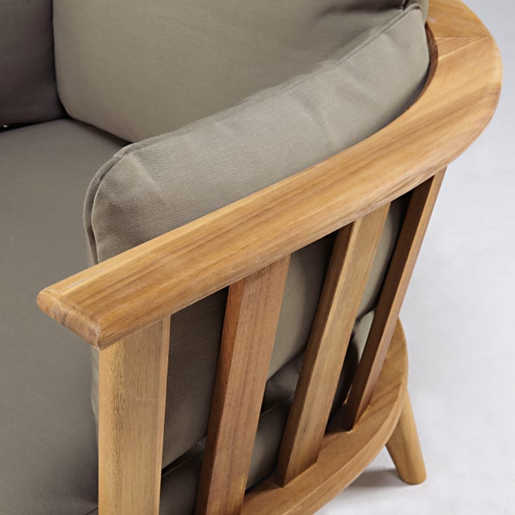 Maisons du Monde Noumea - Sillón de jardín de acacia maciza y cojines marrones Tienda