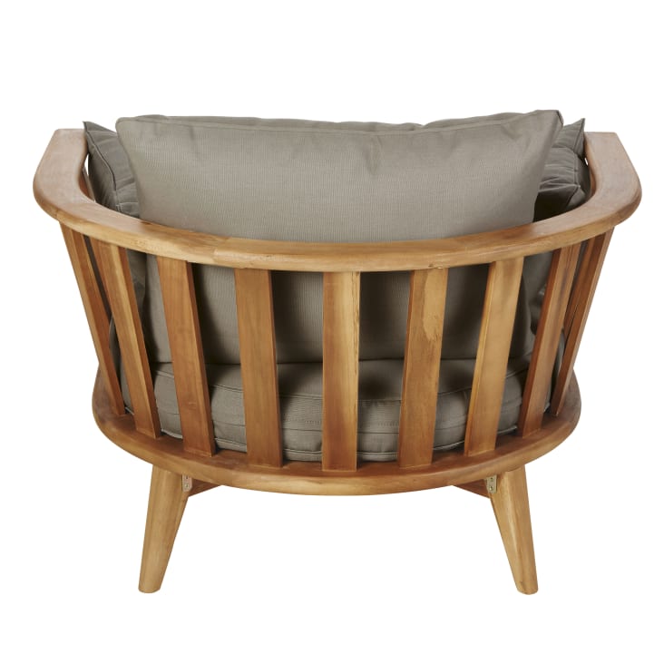 Maisons du Monde Noumea - Sillón de jardín de acacia maciza y cojines marrones Tienda