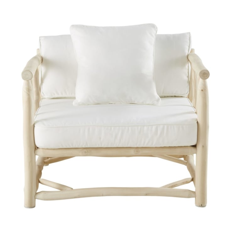Maisons du Monde Crusoé - Sillón de jardín de teca y tela color crudo Mejor oferta