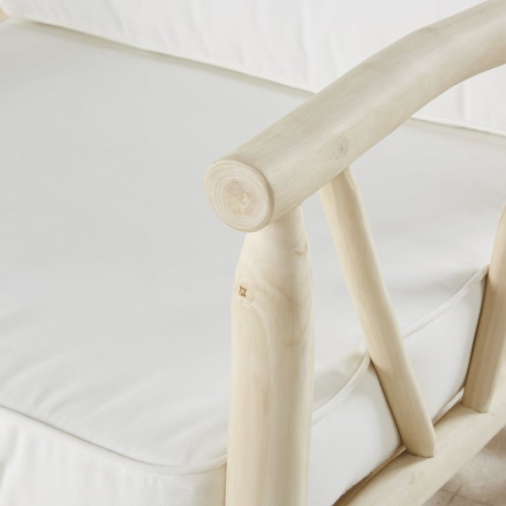 Maisons du Monde Crusoé - Sillón de jardín de teca y tela color crudo Mejor oferta