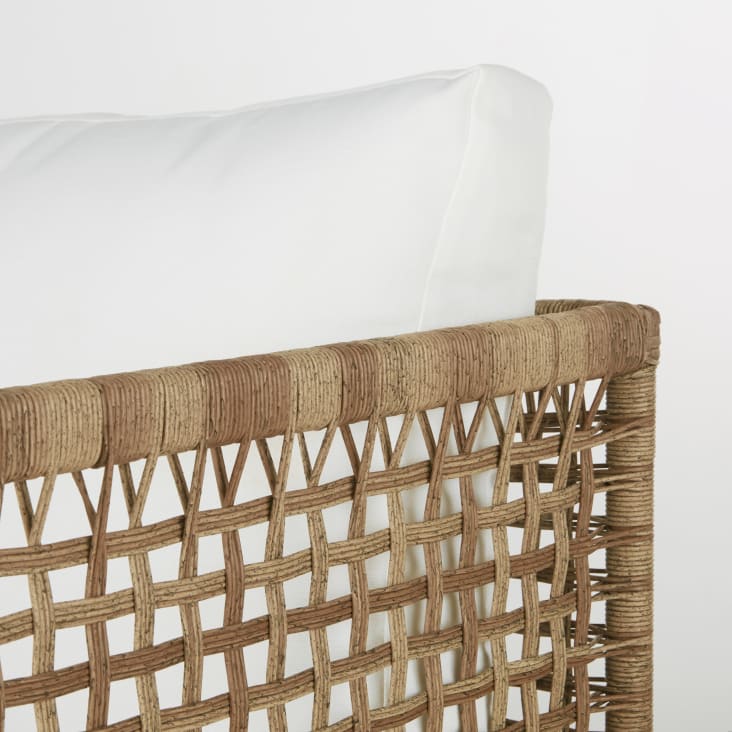 Maisons du Monde Flores - Sillón de jardín de resina trenzada efecto ratán con cojines color crudo Rebajas online