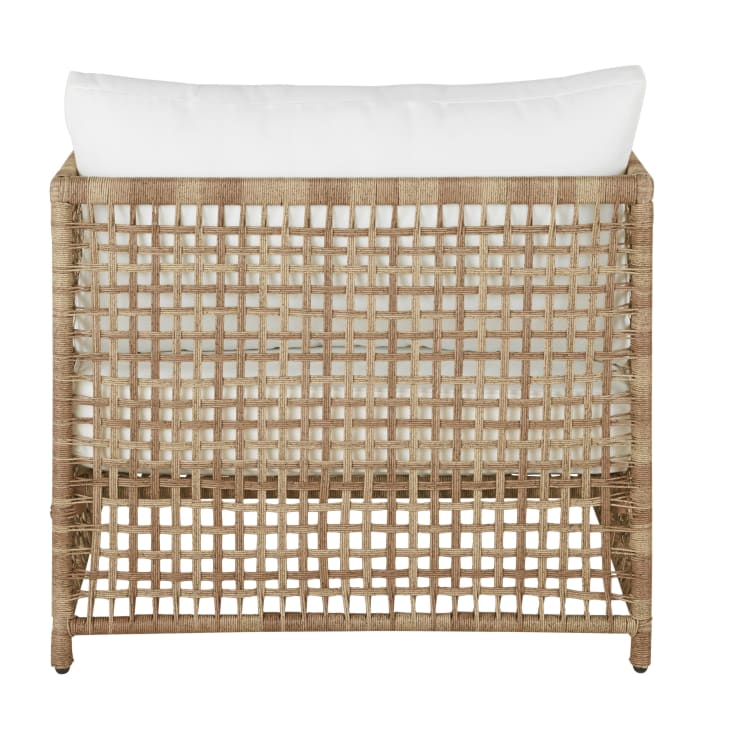 Maisons du Monde Flores - Sillón de jardín de resina trenzada efecto ratán con cojines color crudo Rebajas online