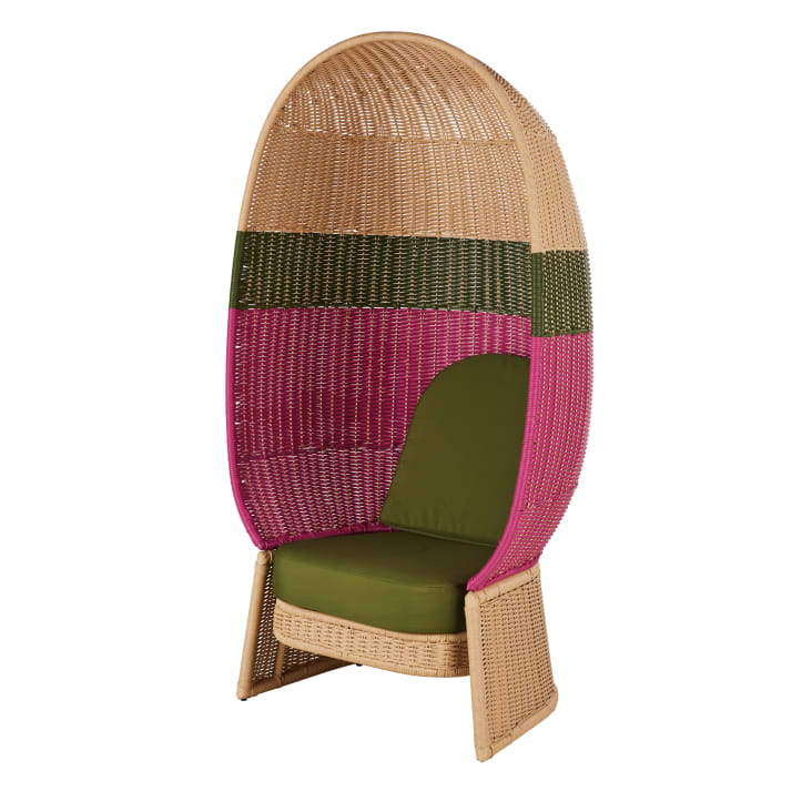 Maisons du Monde Sillón de jardín de acero resina multicolor y cojines verde caqui Rebajas top