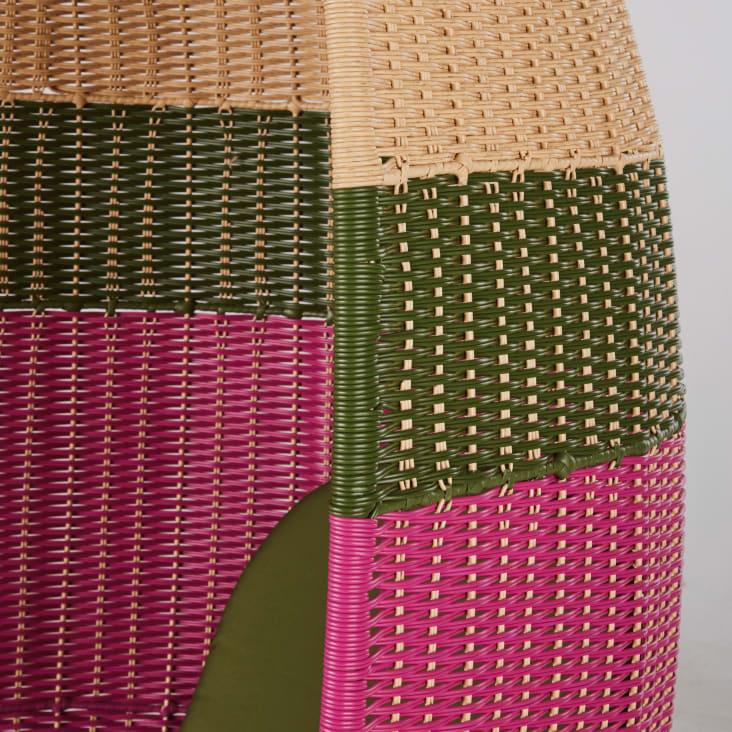 Maisons du Monde Sillón de jardín de acero resina multicolor y cojines verde caqui Rebajas top