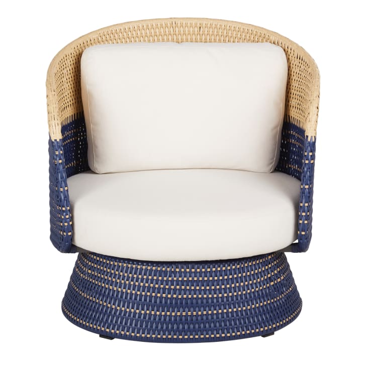 Maisons du Monde Valencia - Sillón giratorio de jardín de resina azul y beige con cojines beige Oferta especial