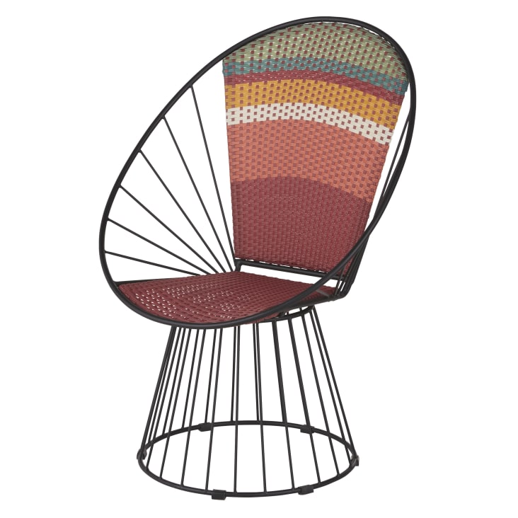 Maisons du Monde Marambaia - Sillón de jardín de resina trenzada multicolor y hierro negro
