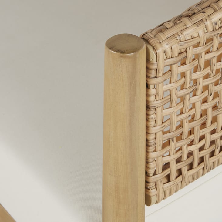 Maisons du Monde Bari Business - Sillón de jardín profesional de resina trenzada efecto ratán con cojín color crudo de tejido reciclado Últimos 3 días