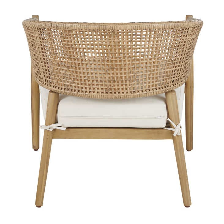 Maisons du Monde Bari Business - Sillón de jardín profesional de resina trenzada efecto ratán con cojín color crudo de tejido reciclado Últimos 3 días