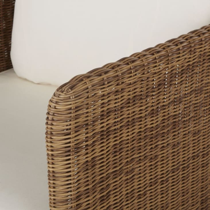 Maisons du Monde Joran - Sillón de jardín de resina trenzada efecto ratán con cojines color crudo ÚLTIMAS EDICIONES