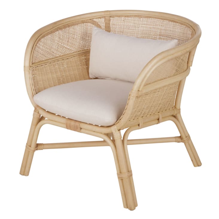 Maisons du Monde Marsa Business - Sillón profesional en color crudo y ratán beige Últimos 2 días